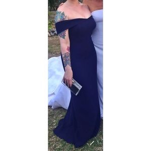 Calvin Klein navy strapless gown